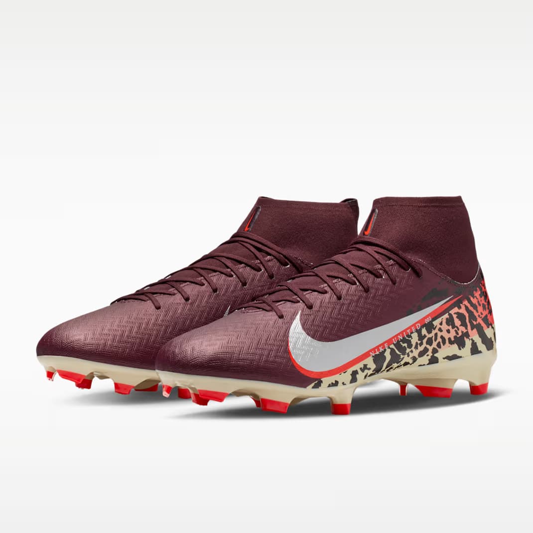 Nike United Mercurial Superfly 10 Academy FG - Burgundy Crush/University Red/Fossil/Metallic Silver